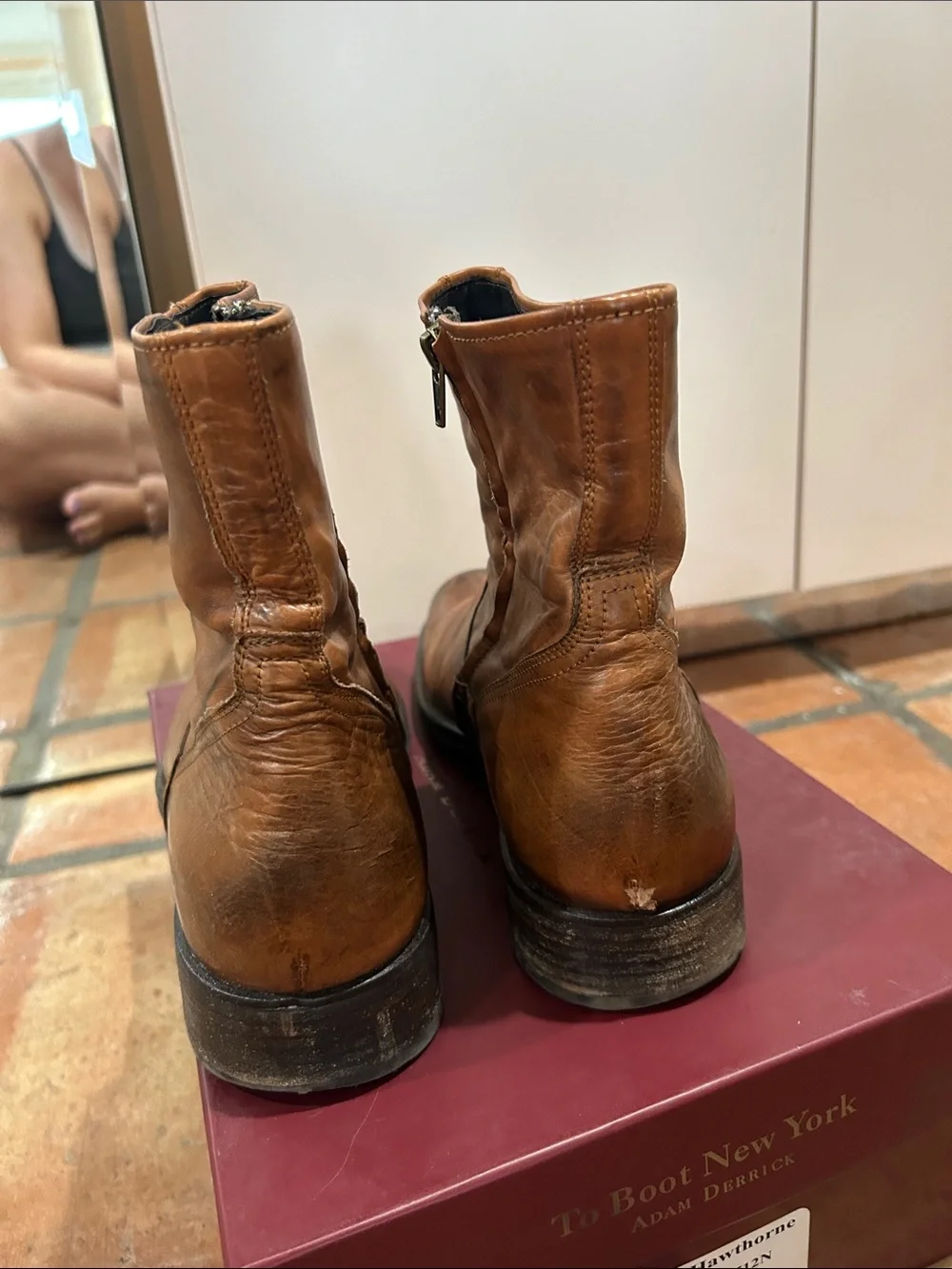 To Boot New York Men's Brown Leather Zip Ankle Boots